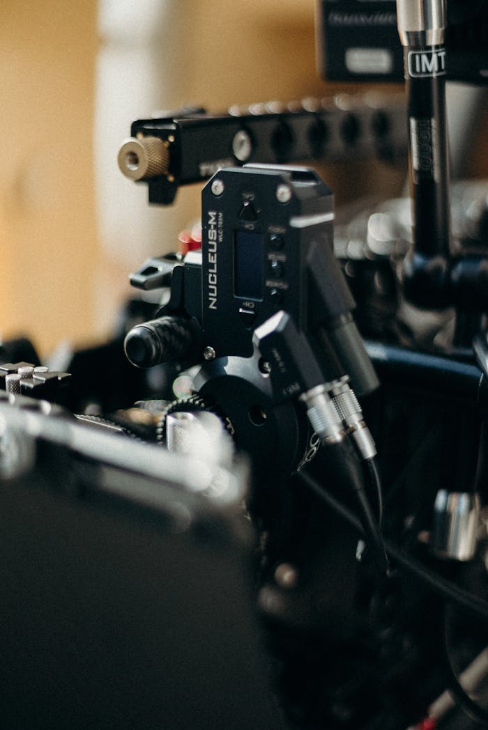 About Detailed view of advanced film equipment highlighting modern technology indoors.